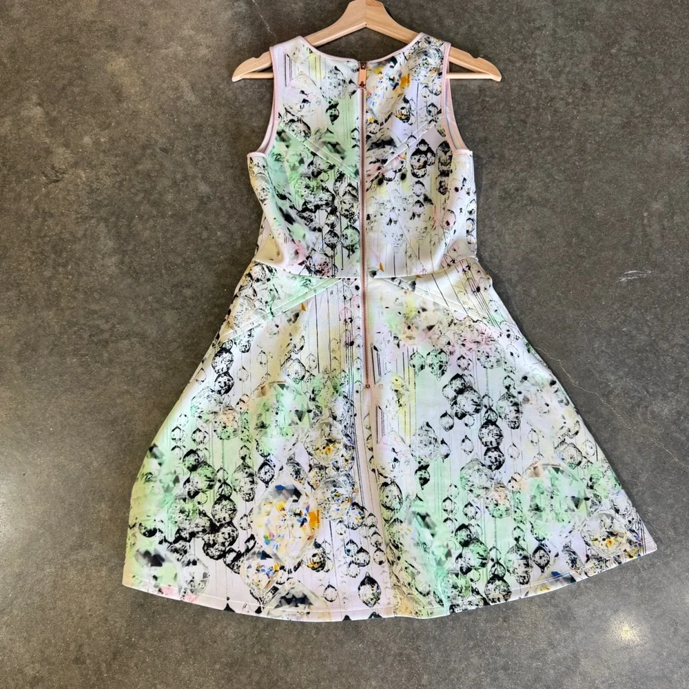 Ted Baker London Fit & Flare Dress Sleeveless Printed Pink Size 2 - Picture 5 of 6